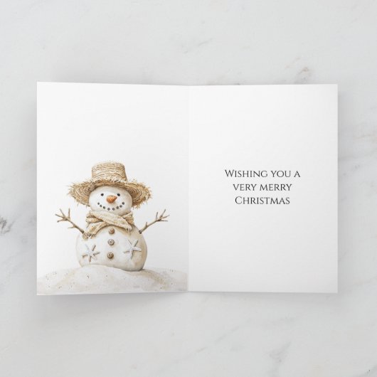 Beach Coast Snowman Christmas カード (内部)