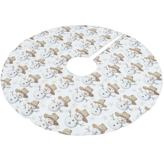 Beach Coast Snowman Christmas ブラッシュドポリエステルツリースカート (アングル)