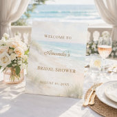 Beach coastal Bridal Shower welcome 台座サイン