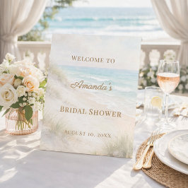 Beach coastal Bridal Shower welcome 台座サイン
