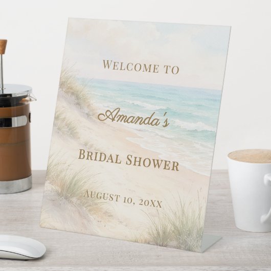 Beach coastal Bridal Shower welcome 台座サイン (インサイチュ)