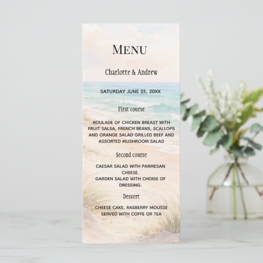 Beach coastal dinner wedding メニュー (スタンド正面)