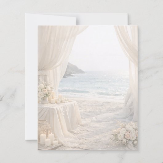 Beach coastal elegant romantic wedding invitation (裏面)