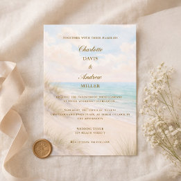 Beach coastal luxury wedding 招待状