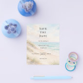 Beach coastal modern wedding budget Save the Date チラシ (シングル)