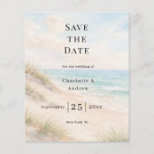 Beach coastal modern wedding budget Save the Date チラシ (正面)