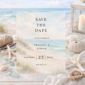 Beach coastal modern wedding budget Save the Date チラシ