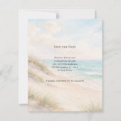 Beach coastal modern wedding Save the Date card (裏面)