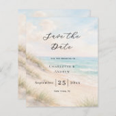 Beach coastal modern wedding Save the Date card (正面/裏面)