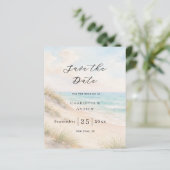 Beach coastal modern wedding Save the Date card (スタンド正面)