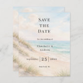 Beach coastal modern wedding Save the Date card (正面/裏面)