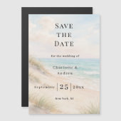Beach coastal modern wedding Save the Date magnet マグネット招待状 (正面/裏面)