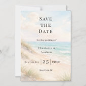 Beach coastal modern wedding Save the Date magnet マグネット招待状 (正面)