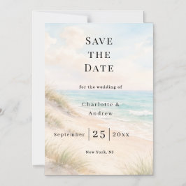 Beach coastal modern wedding Save the Date magnet マグネット招待状