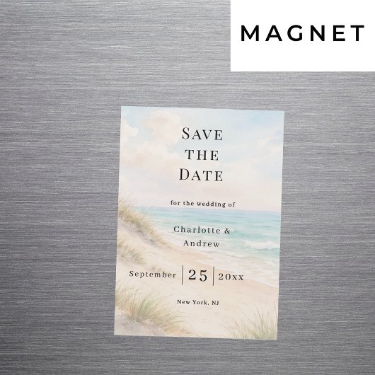Beach coastal modern wedding Save the Date magnet マグネット招待状