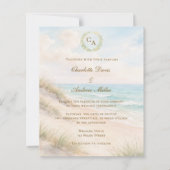 Beach coastal monogrammed wedding invitation (正面)