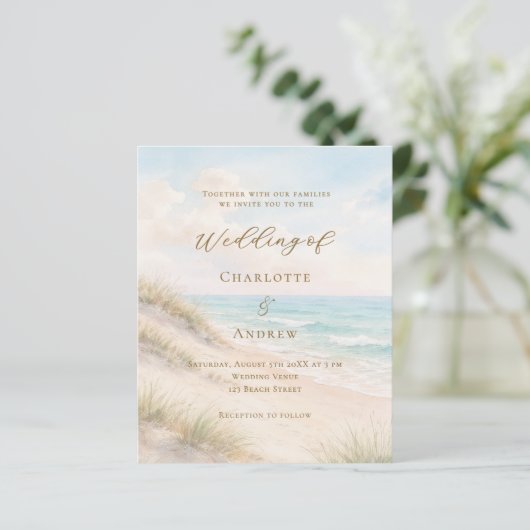 Beach coastal ocean wedding invitation (スタンド正面)