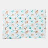 Beach Coastal Seashells Tropical Ocean キッチンタオル (横)
