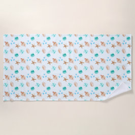 Beach Coastal Seashells Tropical Ocean ビーチタオル