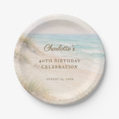 Beach coastal summer birthday ペーパープレート (正面)