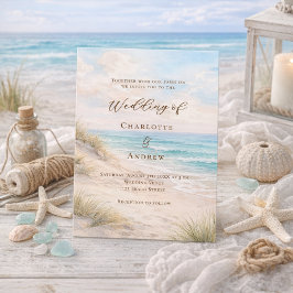 Beach coastal wedding 招待状