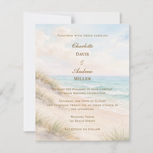 Beach coastal wedding invitation (正面)