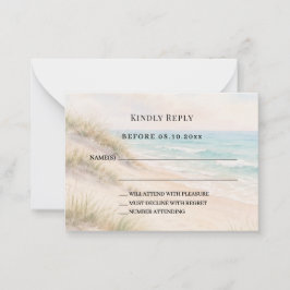 Beach coastal wedding response RSVP ノートカード
