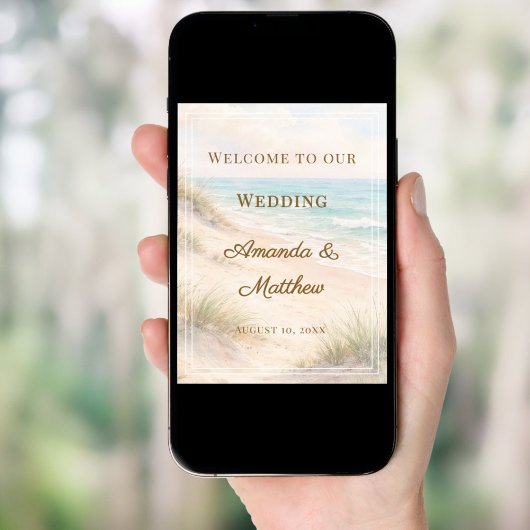 Beach coastal wedding welcome ポスター