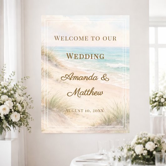 Beach coastal wedding welcome ポスター