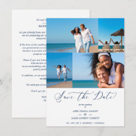 Beach Collage 4 Photos Modern Couple Wedding セーブザデート