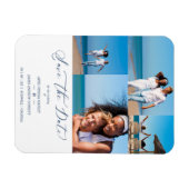 Beach Collage 4 Photos Modern Couple Wedding マグネット (横)