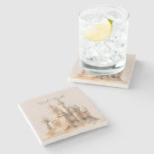 Beach Cream Sand Castle ストーンコースター (横)