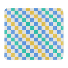 Beach day diagonal checkerboard pattern カッティングボード