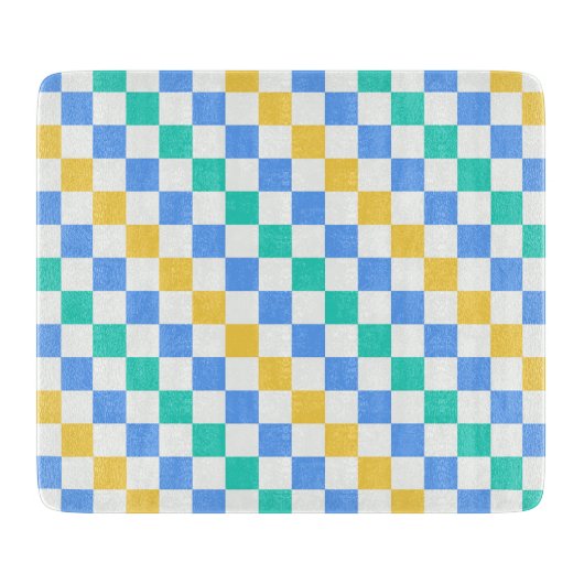 Beach day diagonal checkerboard pattern カッティングボード (正面)