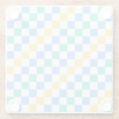 Beach day diagonal checkerboard pattern ガラスコースター (裏面)
