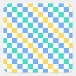 Beach day diagonal checkerboard pattern スクエアシール