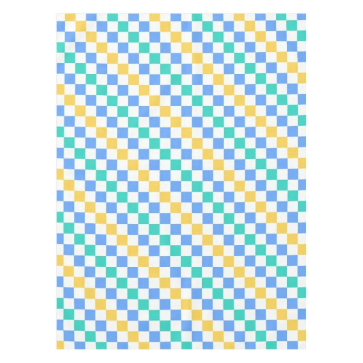 Beach day diagonal checkerboard pattern テーブルクロス (正面)