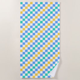 Beach day diagonal checkerboard pattern ビーチタオル
