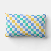 Beach day diagonal checkerboard pattern ランバークッション (裏面)