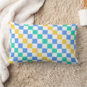 Beach day diagonal checkerboard pattern ランバークッション (ブランケット)