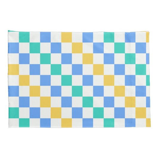 Beach day diagonal checkerboard pattern 枕カバー (裏面-右)