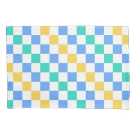 Beach day diagonal checkerboard pattern 枕カバー