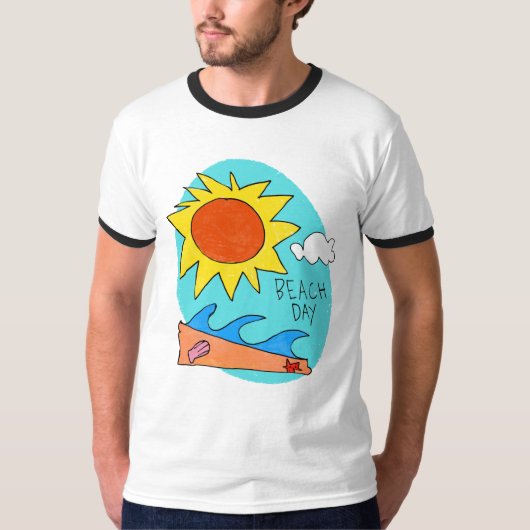 "Beach Day" Men's T-Shirt Tシャツ (正面)