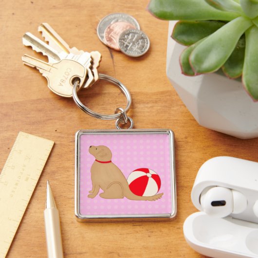 Beach Days Dog Candy Cotton Pink Key Chain Silver キーホルダー (デスク)