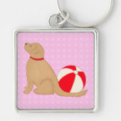 Beach Days Dog Candy Cotton Pink Key Chain Silver キーホルダー (正面)