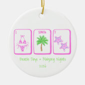 Beach Days & Mahjong Nights / 麻雀タイル プレピー セラミックオーナメント (正面)