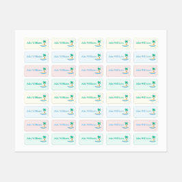 Beach Design Kids' Name Clothing School Labels ラベル