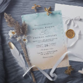 Beach Destination Elegant Modern QR Code Wedding 招待状