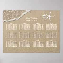 Beach Destination Starfish Wedding Seating Chart ポスター