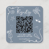 Beach Doodle Bridal Shower QR Code  Registry エンクロージャーカード (正面)